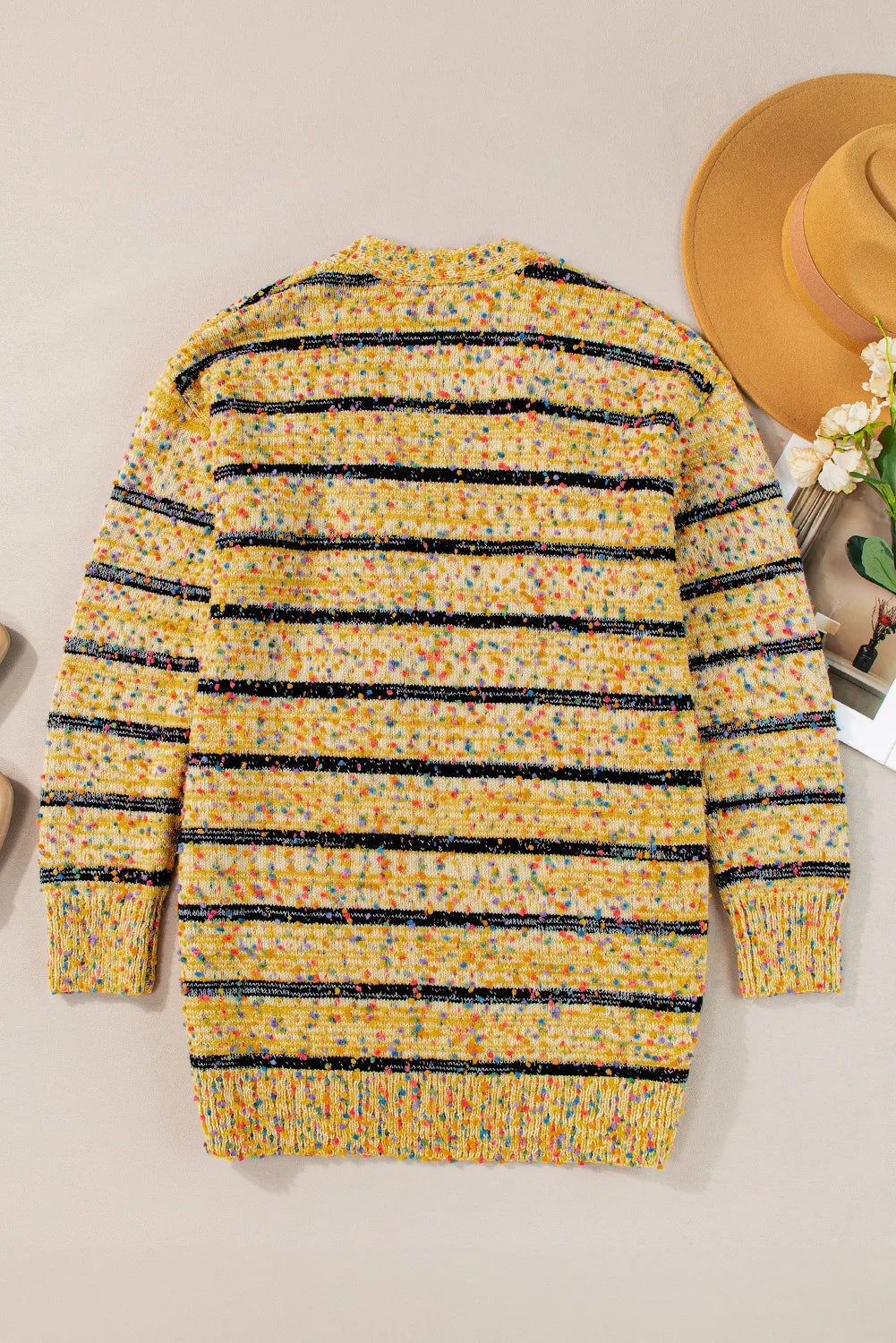 Striped Open Front Long Sleeve Cardigan - Charming Charlie