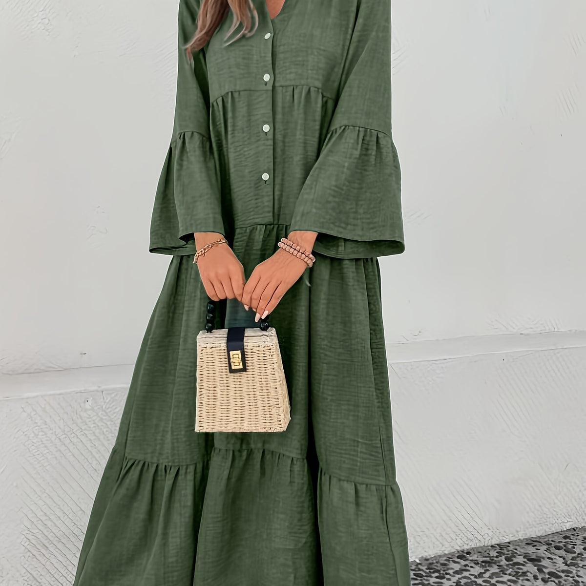 Button Front Tiered Midi Dress – Charming Charlie