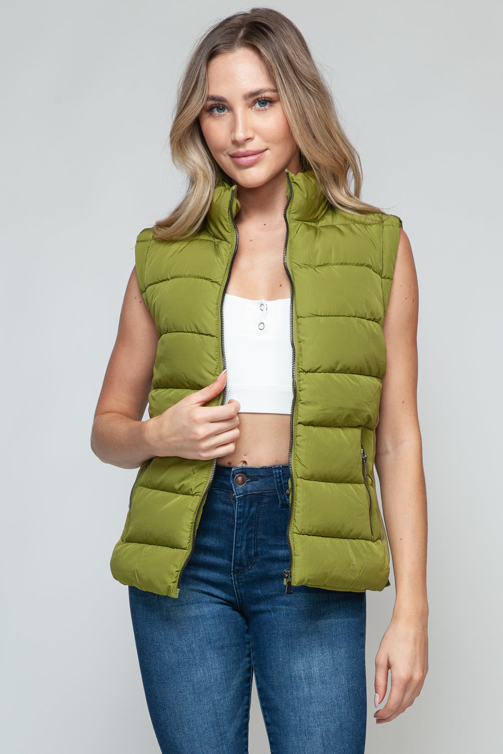 Snobbish Zip Up Turtleneck Vest with Pockets - Charming Charlie