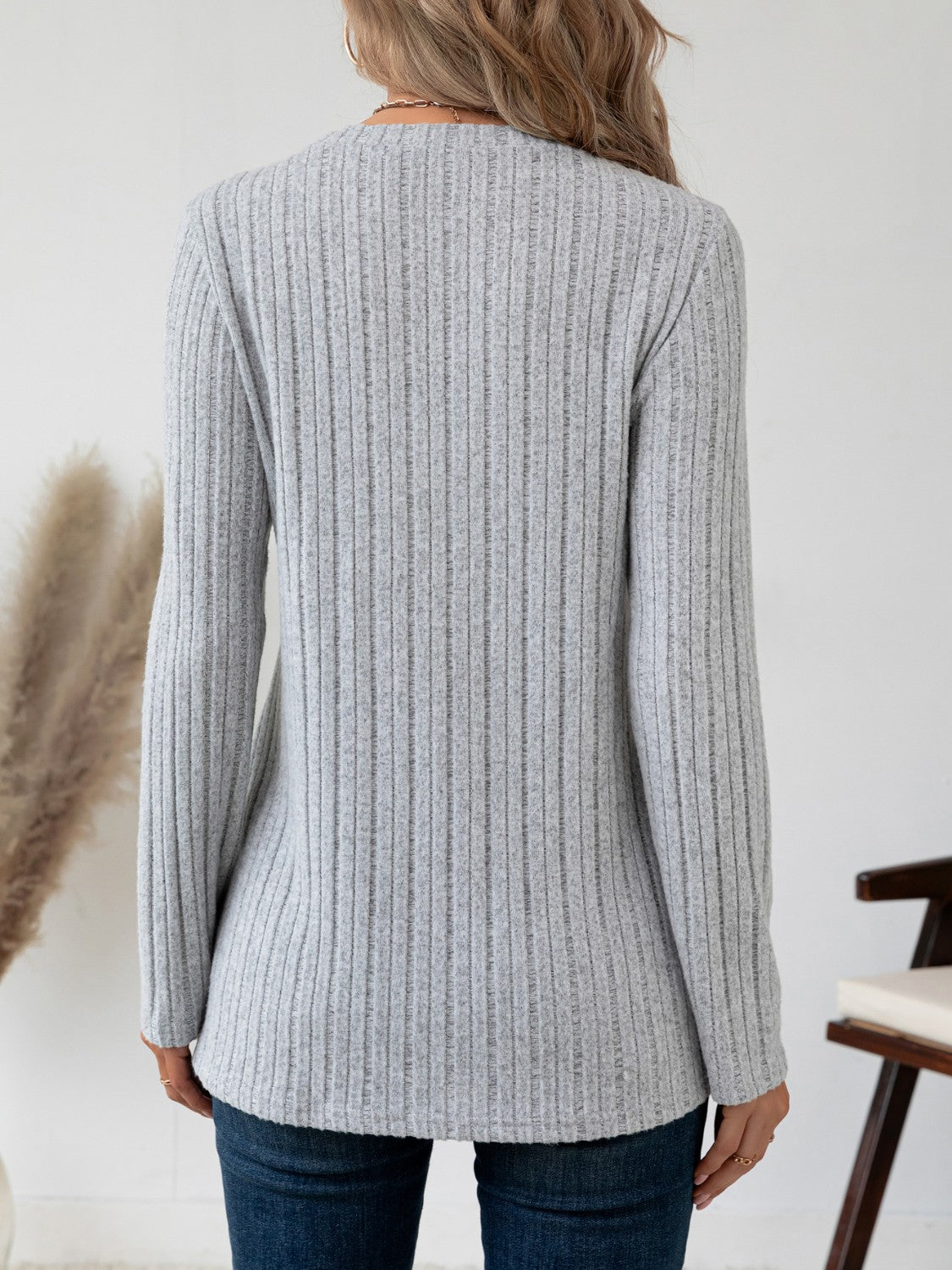 Round Neck Long Sleeve T-Shirt - Charming Charlie