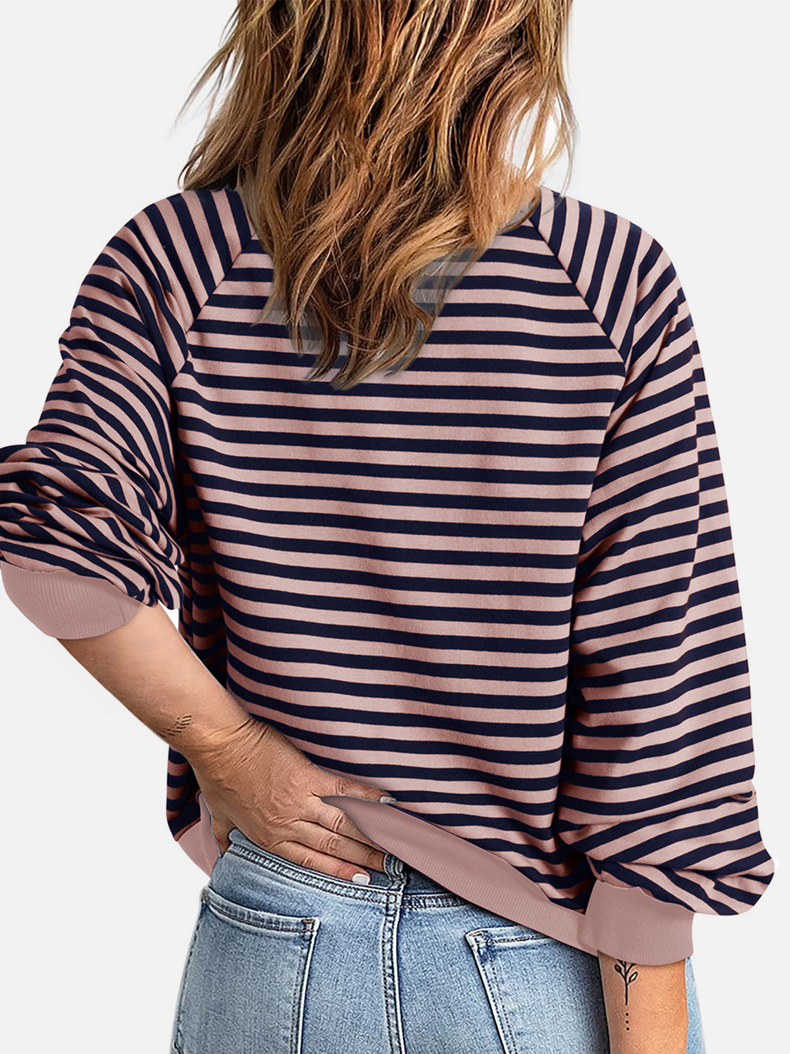 Striped Zip Up Long Sleeve Sweatshirt - Charming Charlie