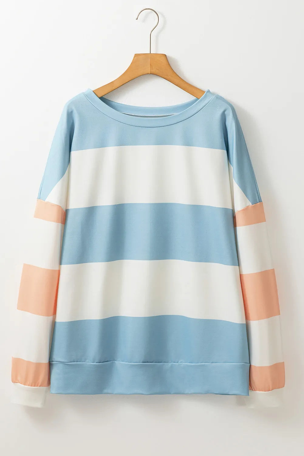 Contrast Color Block Round Neck Long Sleeve Top - Charming Charlie