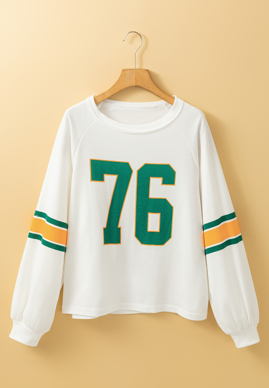 Number 76 Round Neck Long Sleeve Top - Charming Charlie