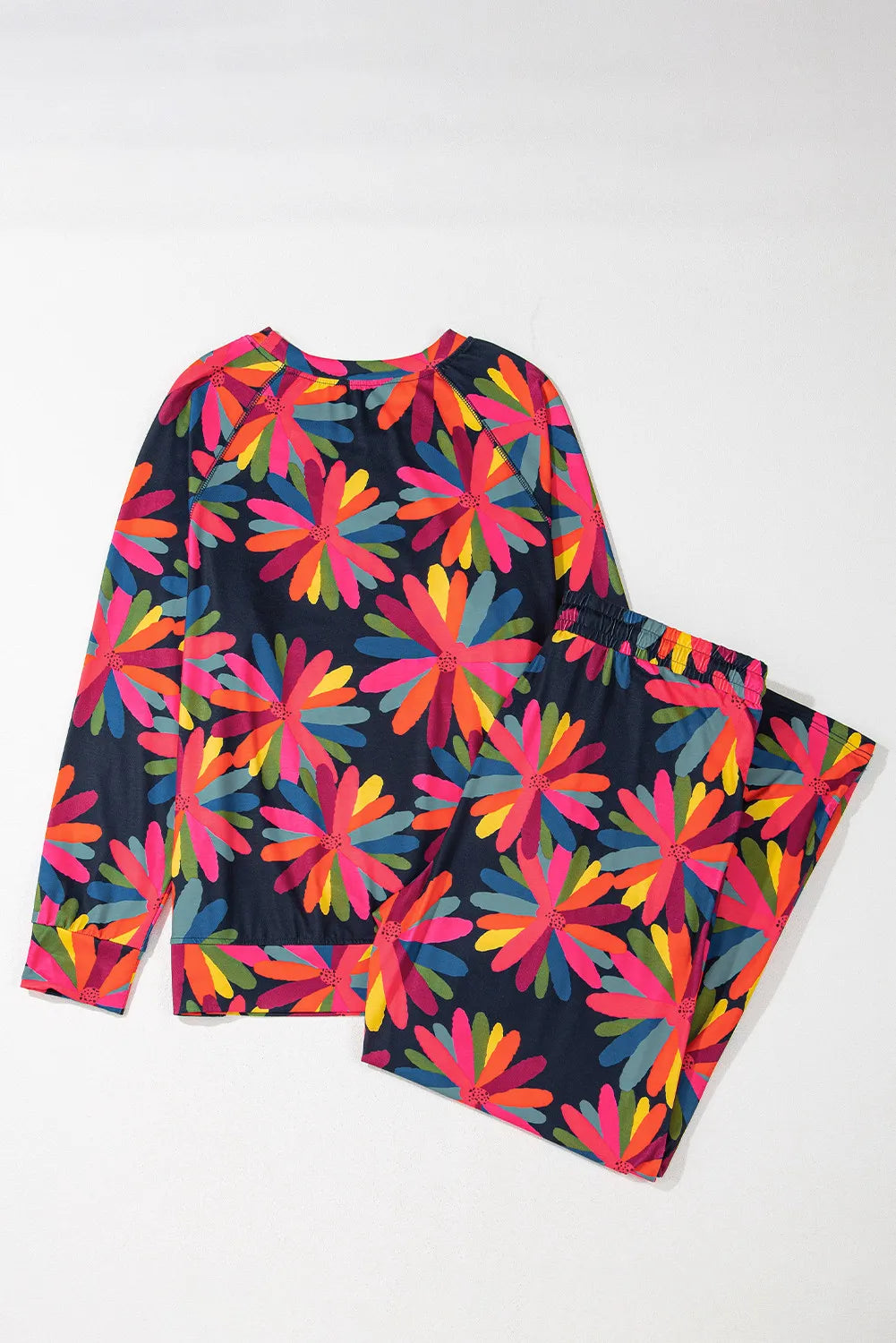 Plus Size Printed Round Neck Top and Drawstring Pants Set - Charming Charlie