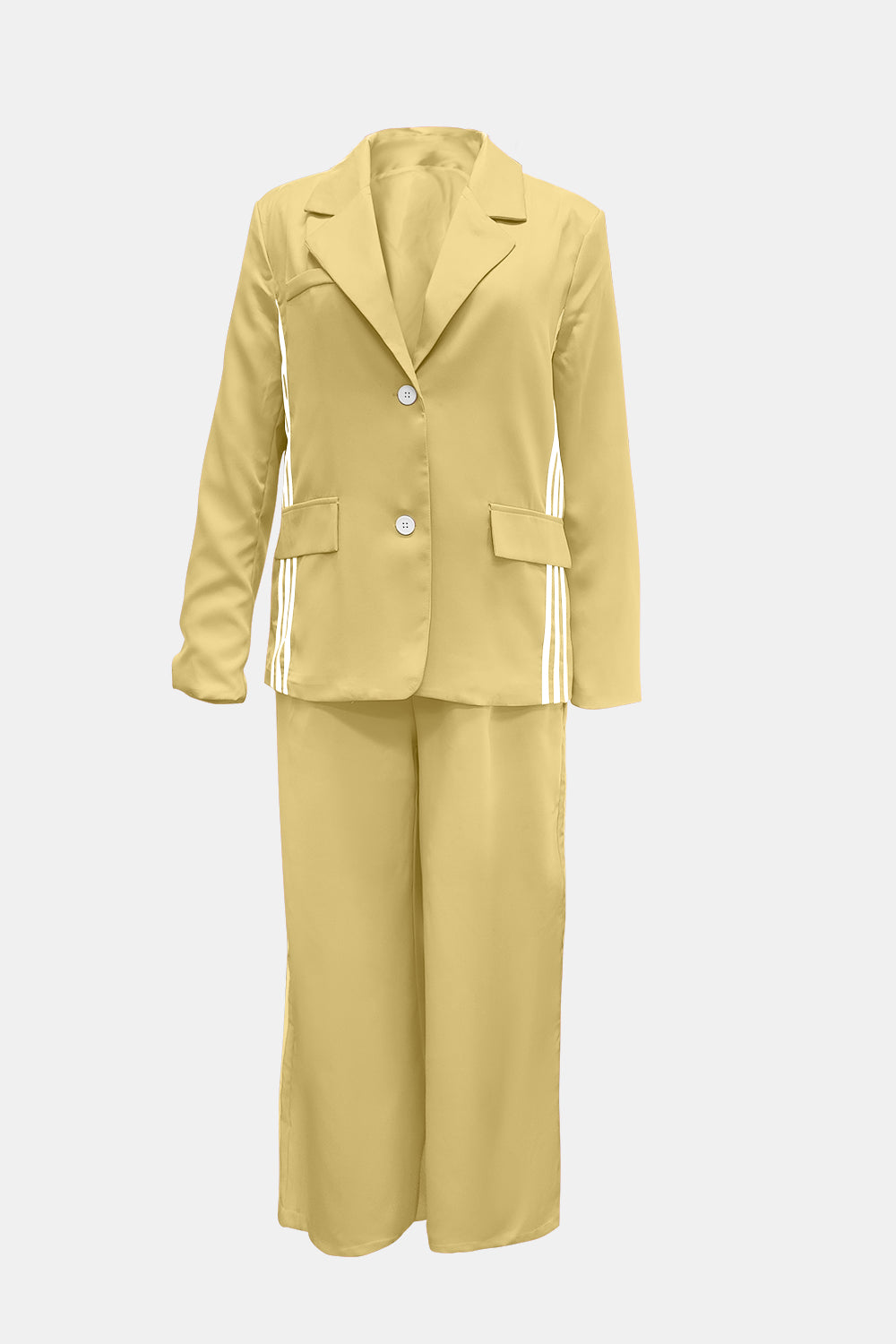Side Striped Long Sleeve Blazer and Pants Set - Charming Charlie