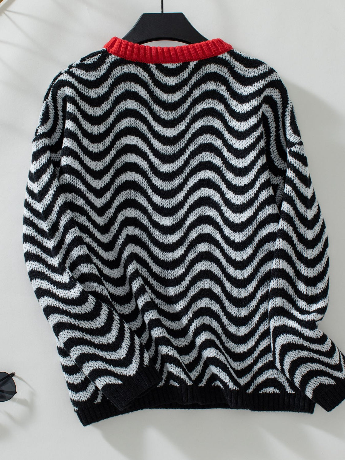 Wavy Stripes Round Neck Long Sleeve Sweater - Charming Charlie
