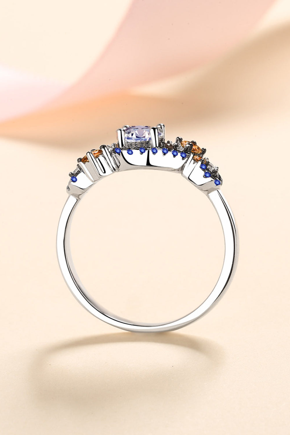 Moissanite Contrast 925 Sterling Silver Ring - Charming Charlie