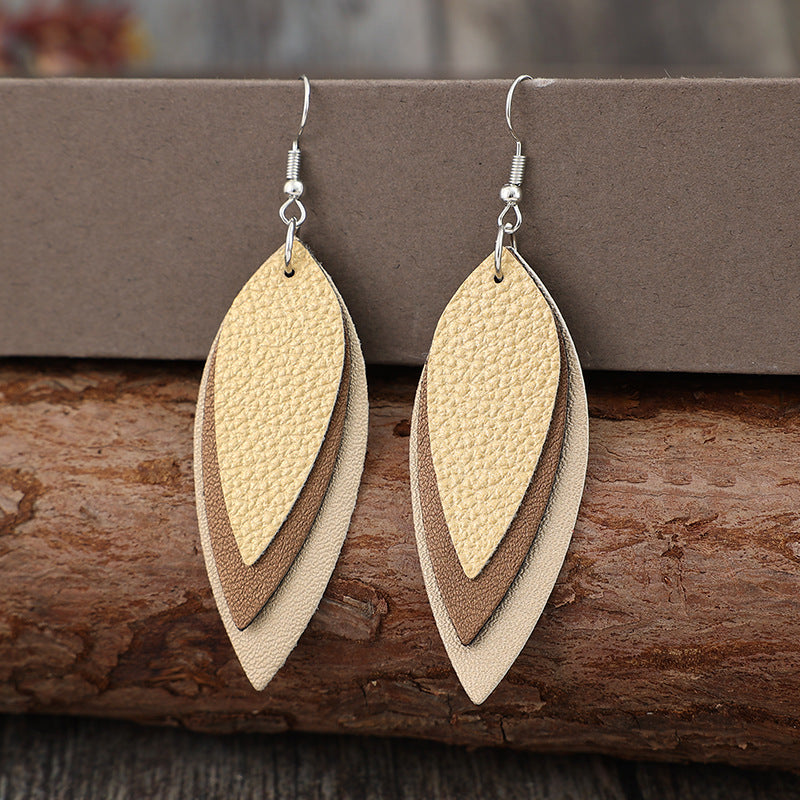 PU Leather Leaf Shape Earrings - Charming Charlie