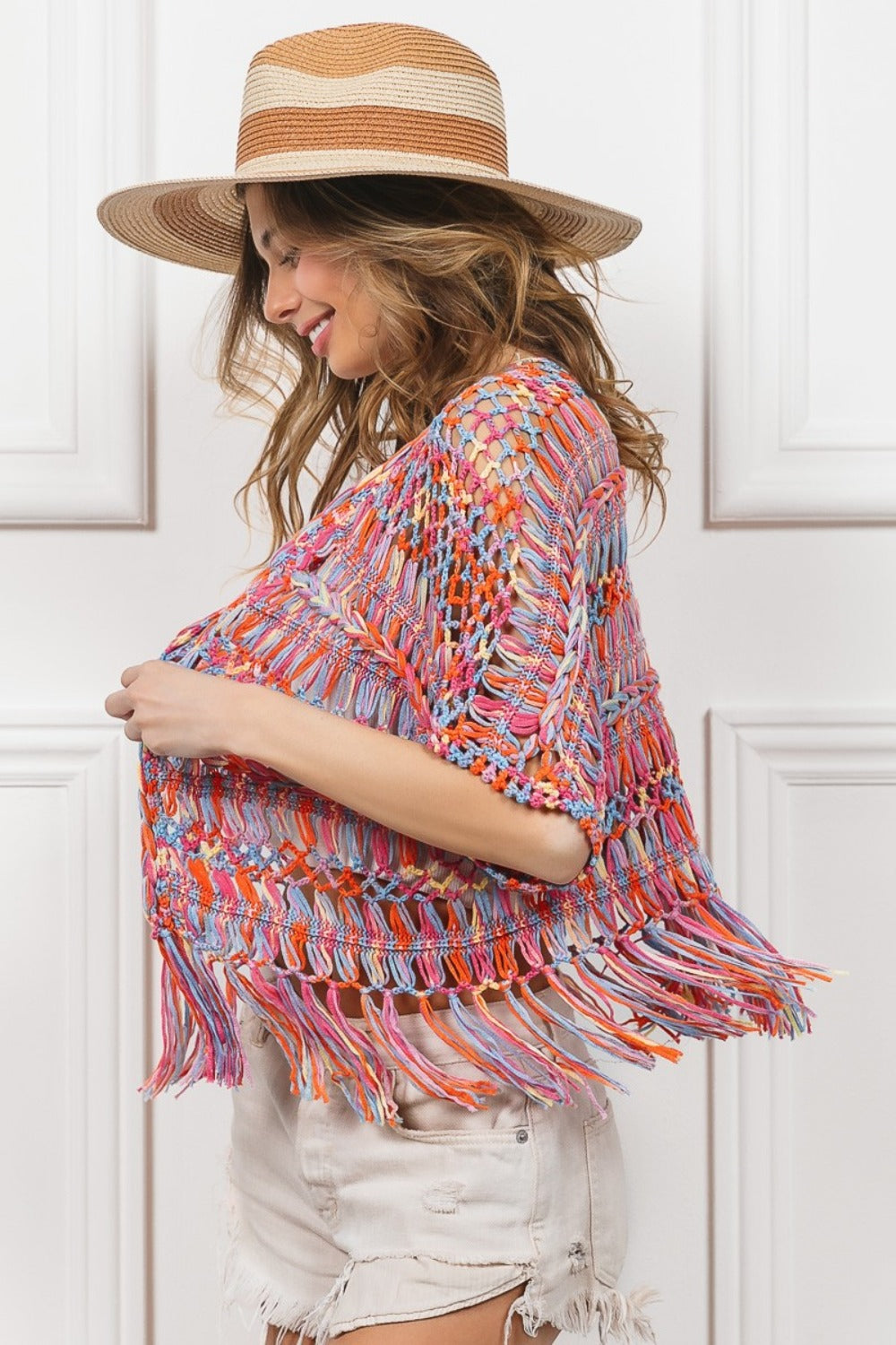 BiBi Open Front Fringed Crop Knit Cardigan - Charming Charlie