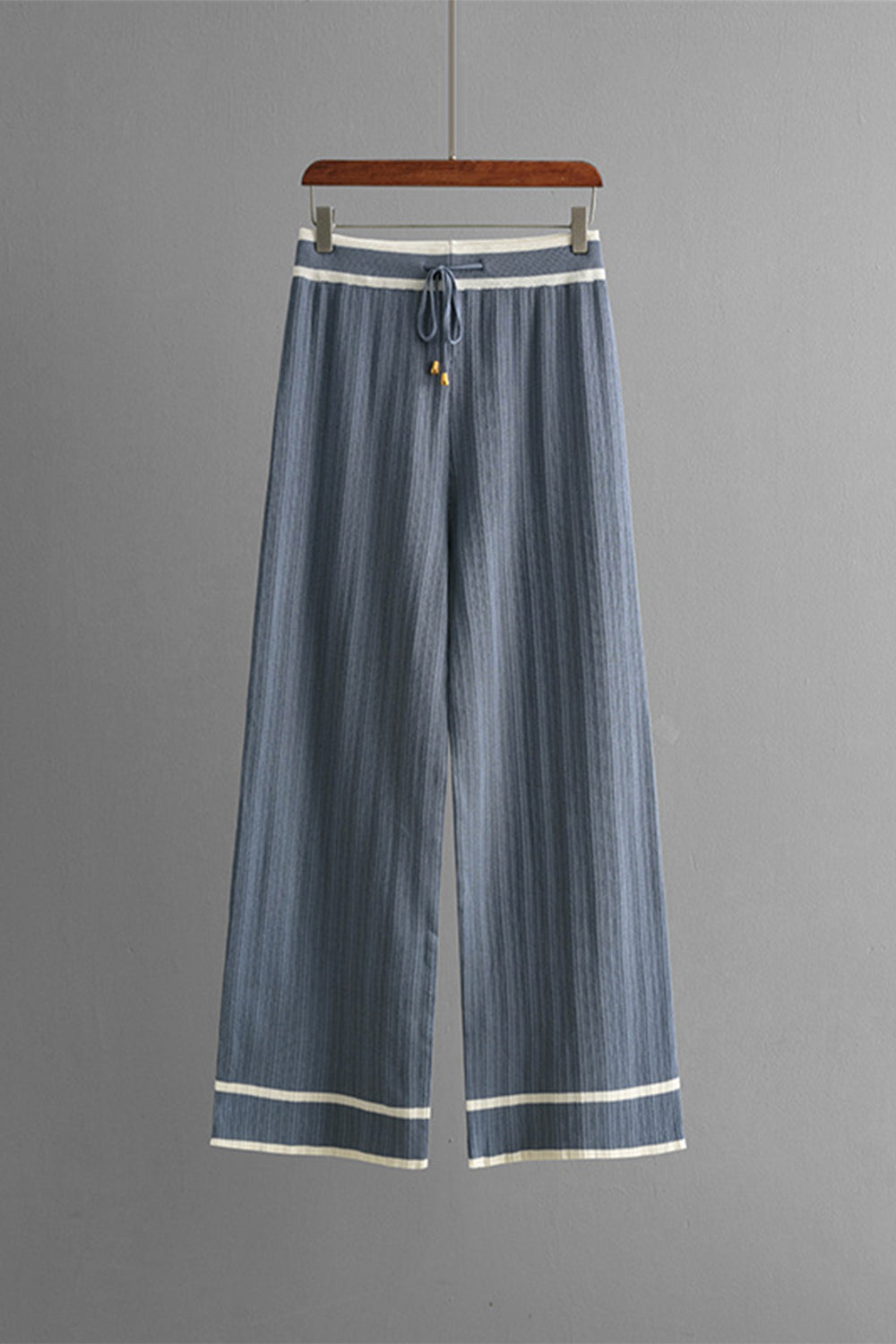 Contrast Trim Johnny Collar Top and Drawstring Pants Sweater Set - Charming Charlie