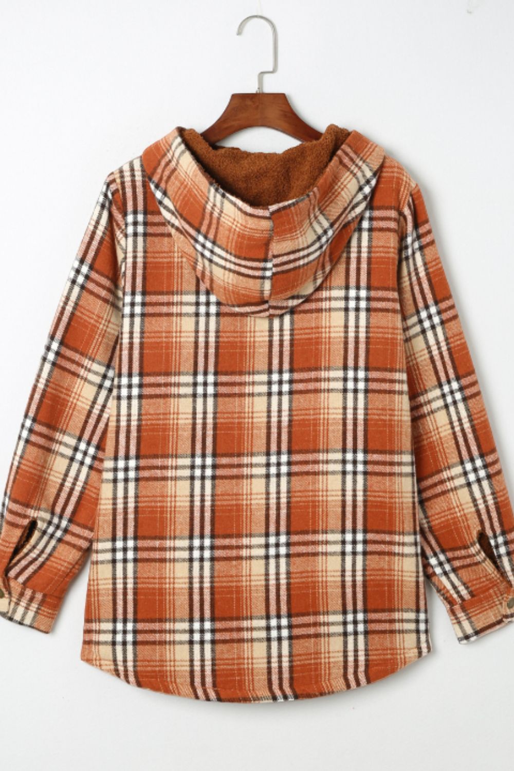 Plaid Button Up Long Sleeve Hooded Jacket - Charming Charlie