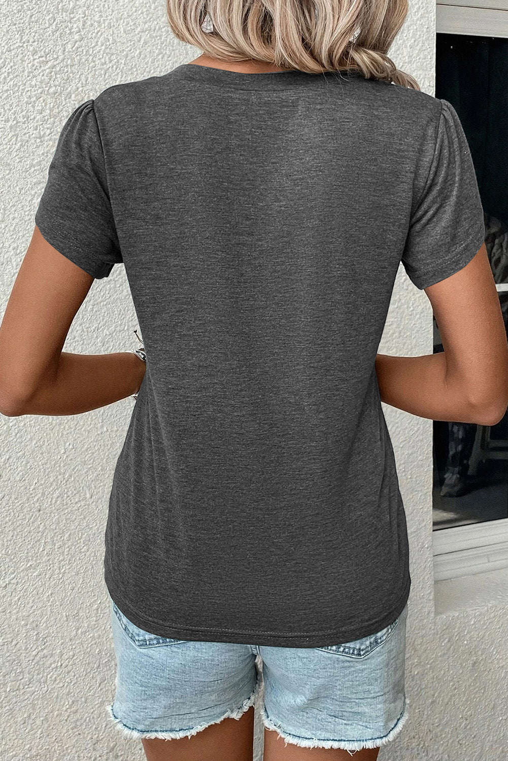 V-Neck Petal Sleeve T-Shirt - Charming Charlie