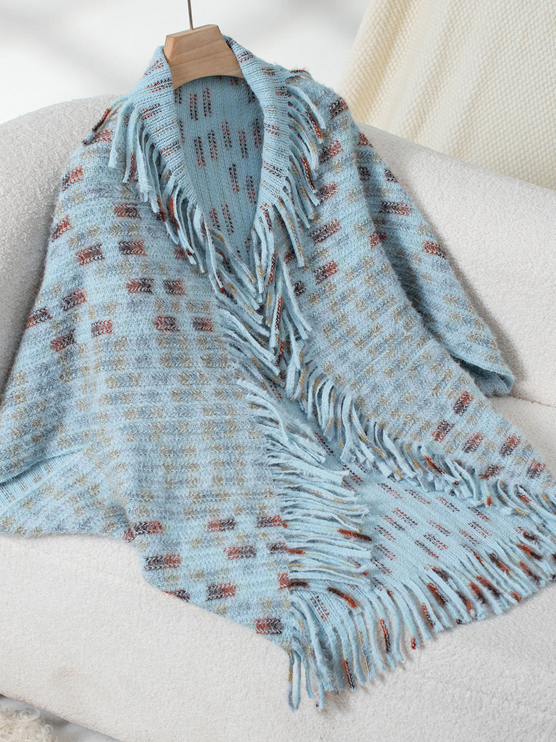 Fringe Open Front Half Sleeve Poncho - Charming Charlie