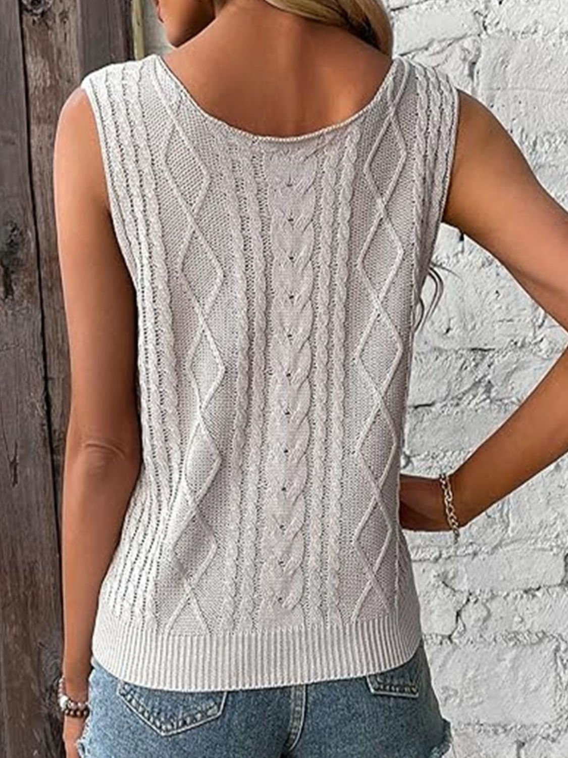 Cable-Knit V-Neck Sweater Vest - Charming Charlie