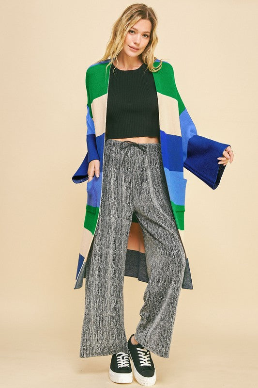 Davi & Dani Color Block Kimono Sleeve Open Front Cardigan - Charming Charlie