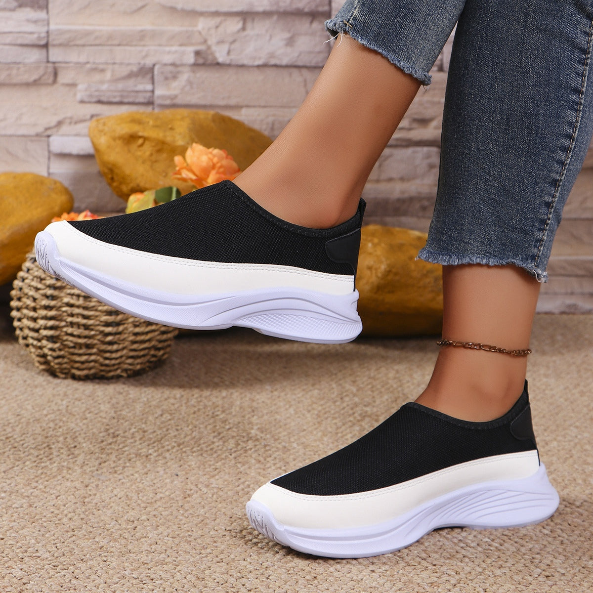 Mesh Contrast Flat Slip-Ons - Charming Charlie
