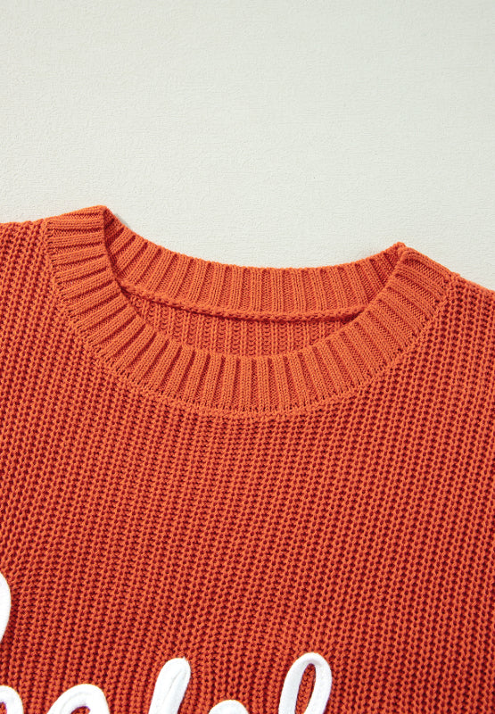 THANKS GIVING Round Neck Long Sleeve Sweater - Charming Charlie