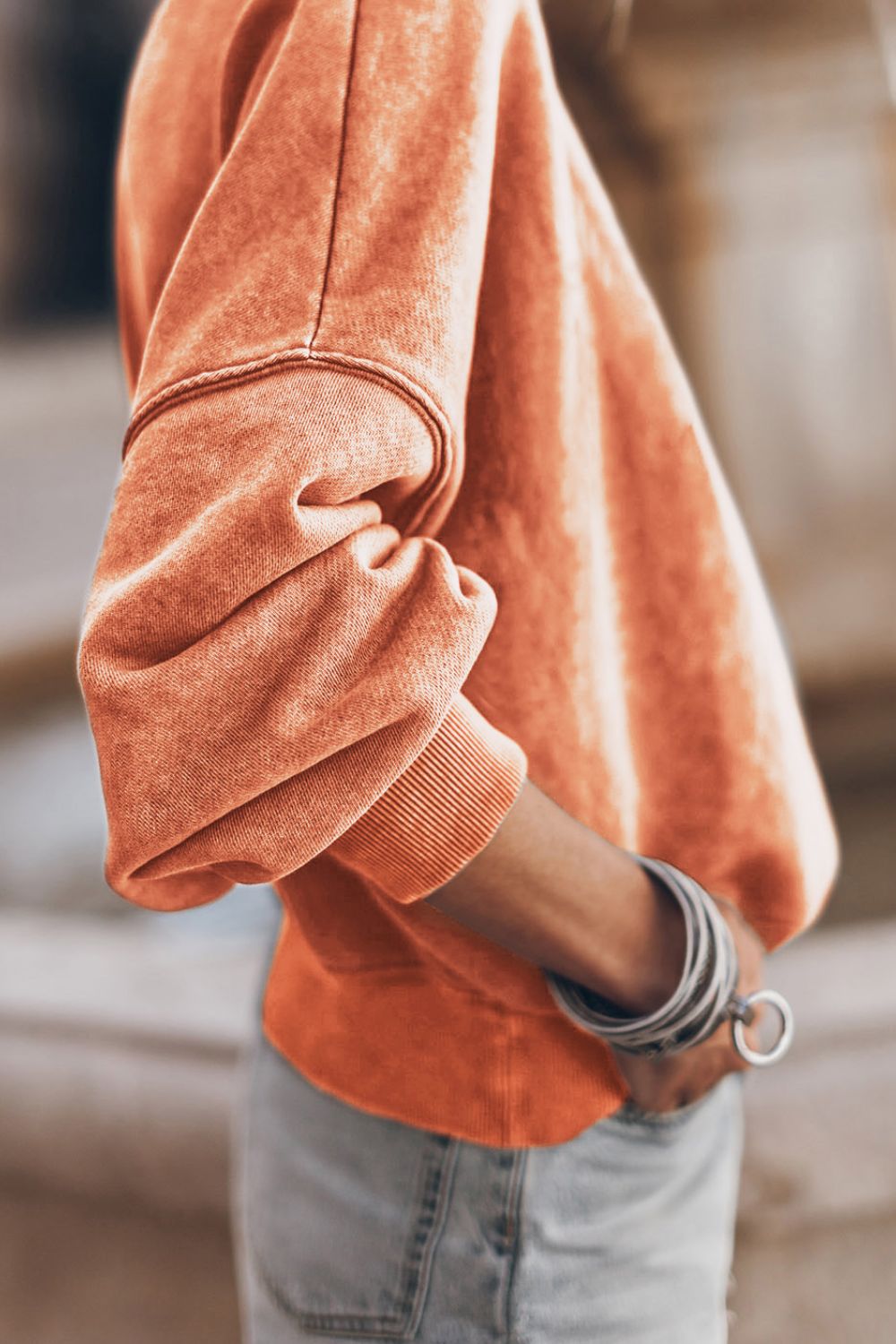 Mock Neck Dropped Shoulder Sweatshirt - Charming Charlie
