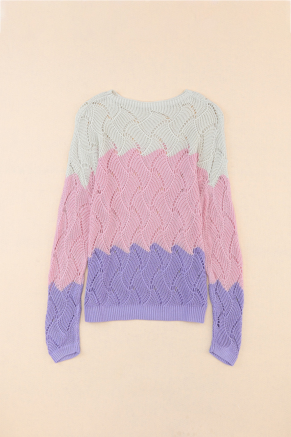 Color Block Hollow Boat Neck Sweater - Charming Charlie
