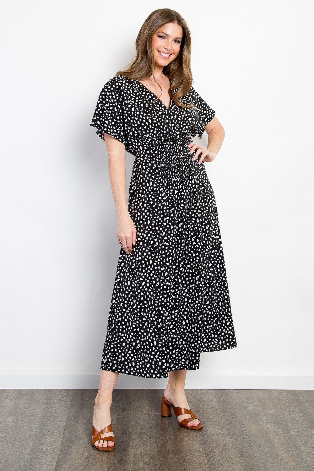 Be Stage Full Size Printed Smocked Waist Dress - Charming Charlie