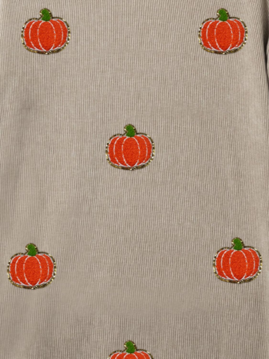Pumpkin Round Neck Long Sleeve Sweatshirt - Charming Charlie