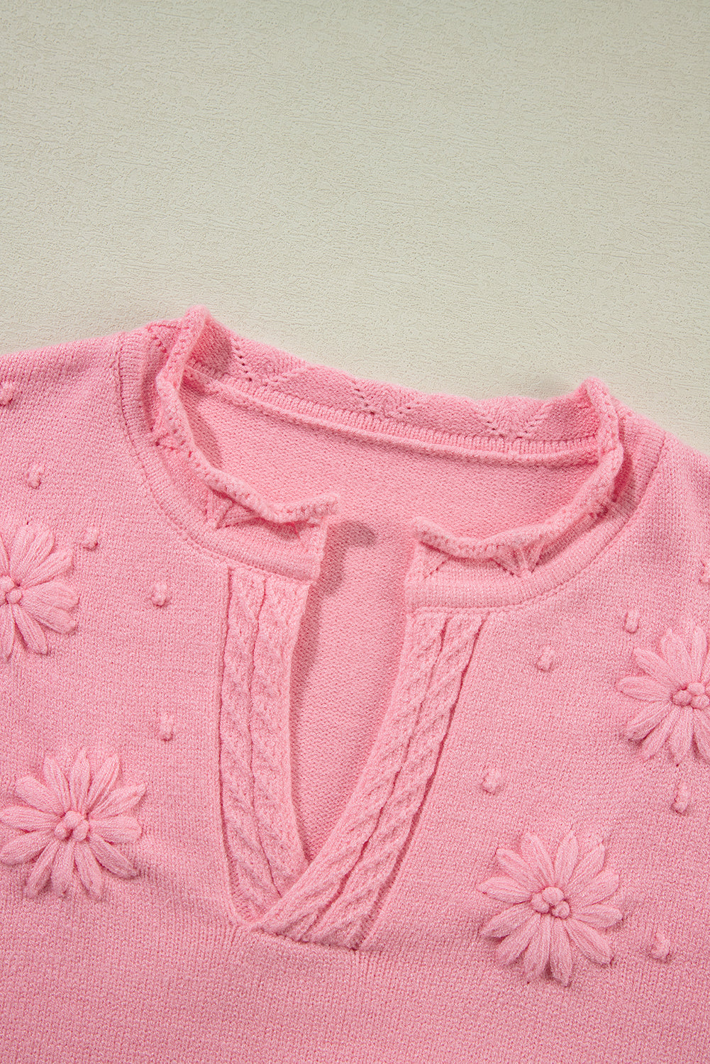 Daisy Notched Long Sleeve Sweater - Charming Charlie