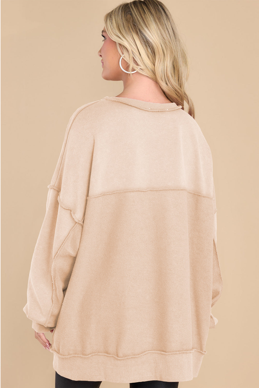 Exposed Seam Long Sleeve Sweatshirt - Charming Charlie