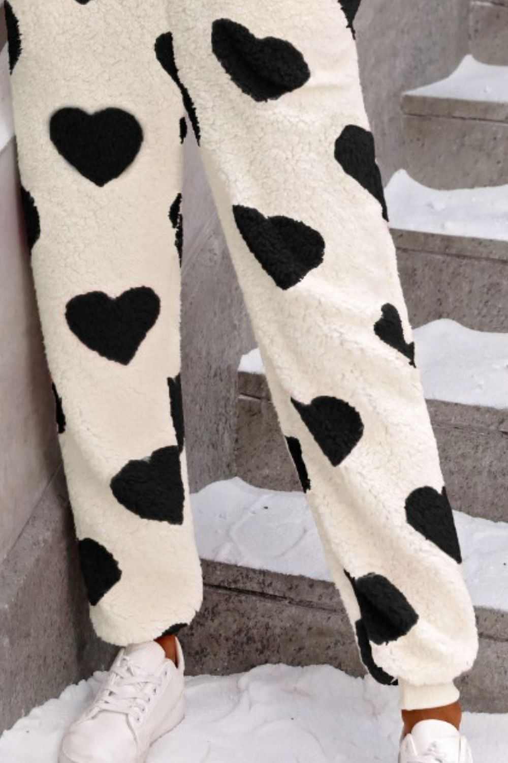 Fuzzy Heart Zip Up Hooded Lounge Jumpsuit - Charming Charlie