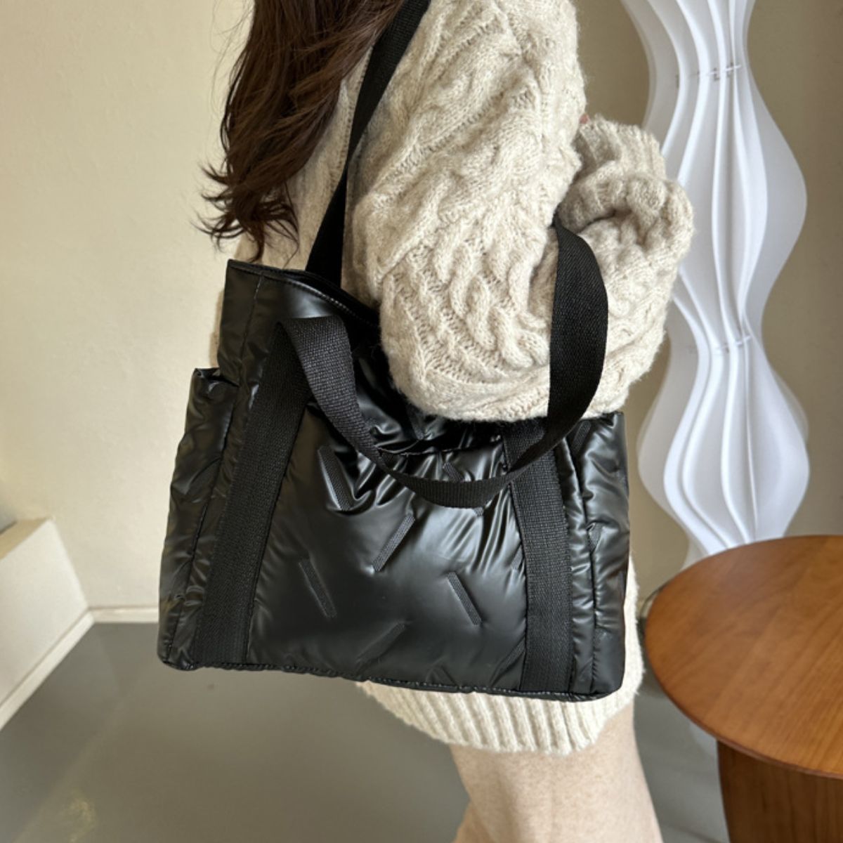 Polyester Tote Bag with Zipper - Charming Charlie
