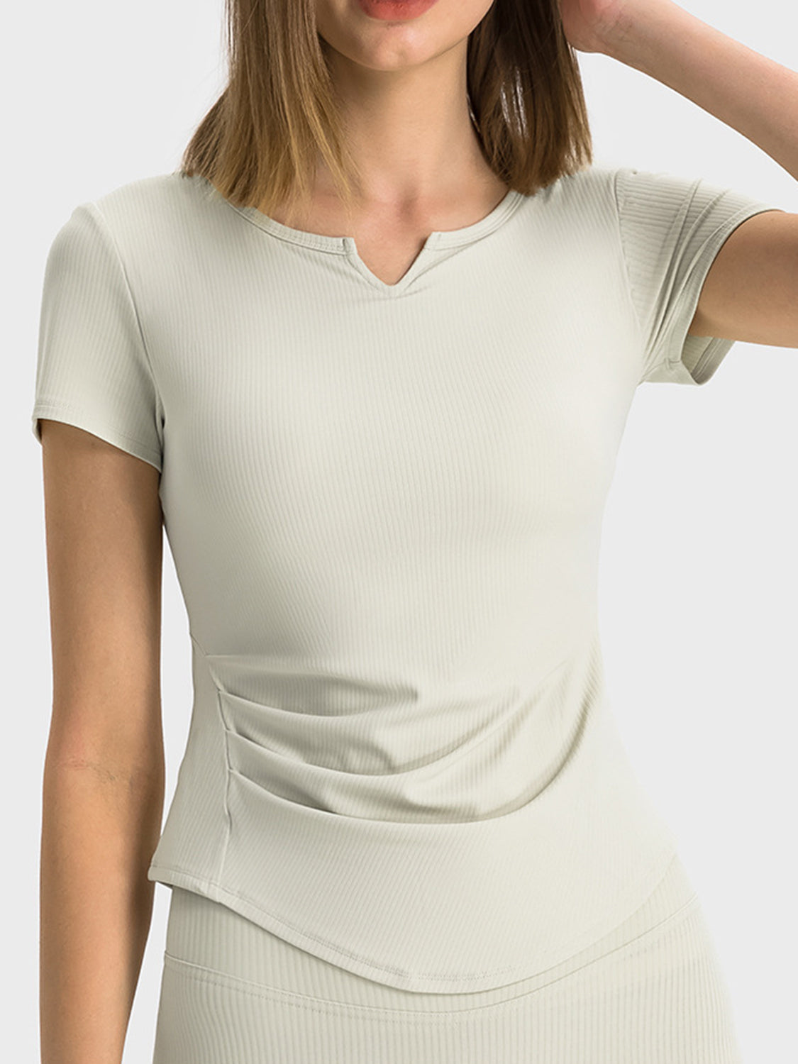 Notched Short Sleeve Active T-Shirt - Charming Charlie