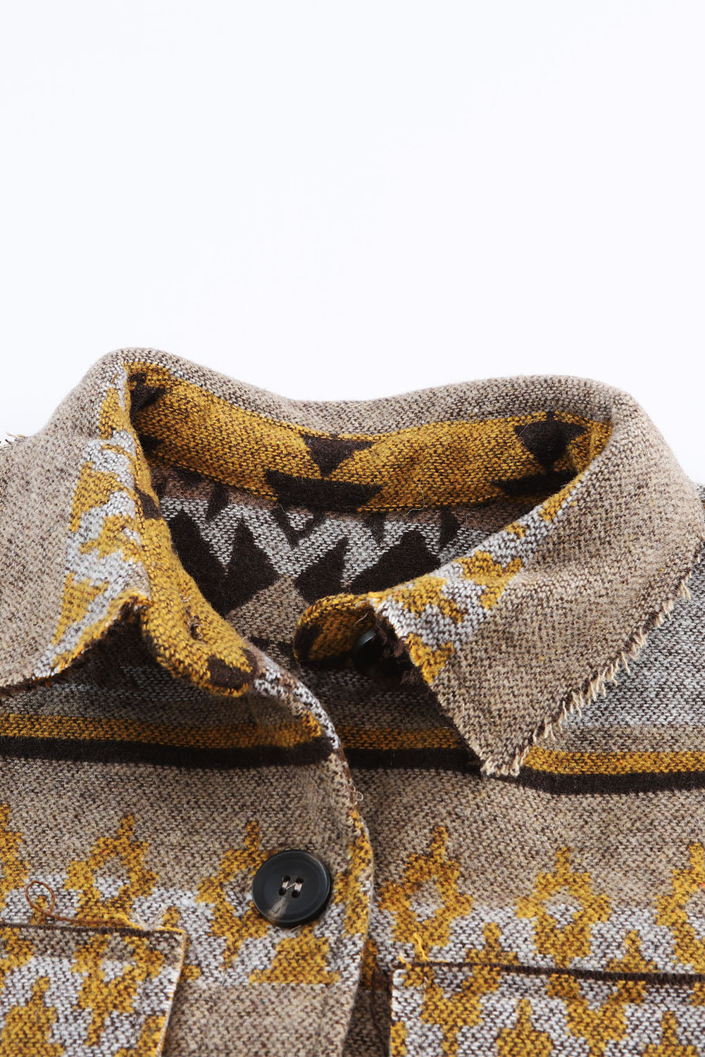 Pocketed Geometric Collared Neck Jacket - Charming Charlie