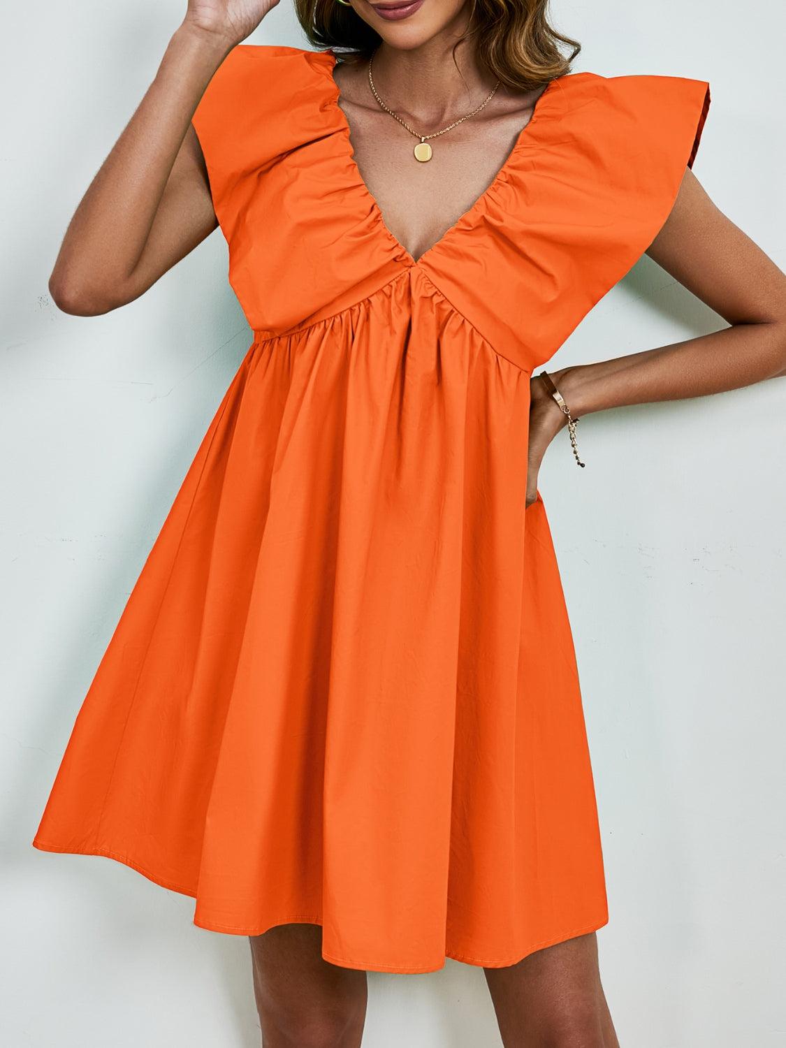 V-Neck Cap Sleeve Mini Dress - Charming Charlie