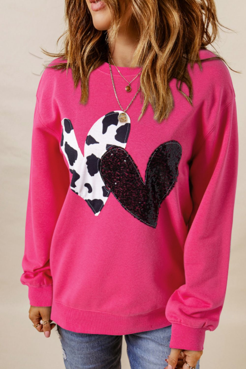 Heart Patch Long Sleeve Sweatshirt - Charming Charlie