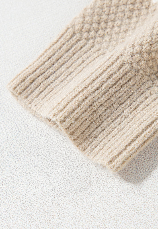 Cable-Knit Color Block Round Neck Sweater - Charming Charlie