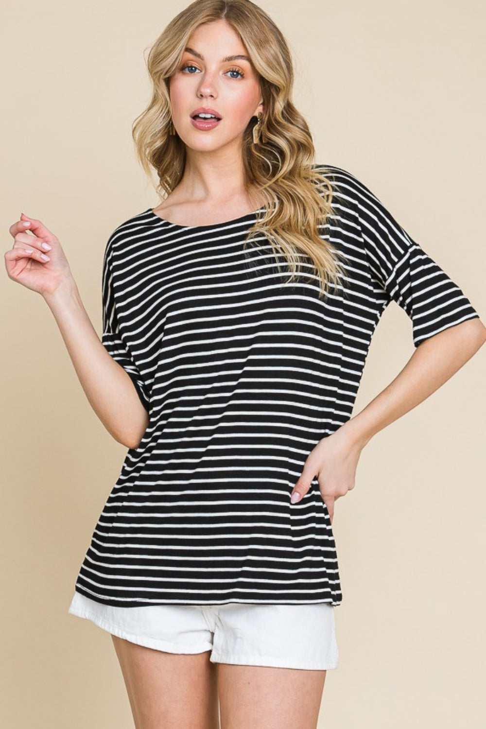 BOMBOM Striped Round Neck T-Shirt - Charming Charlie