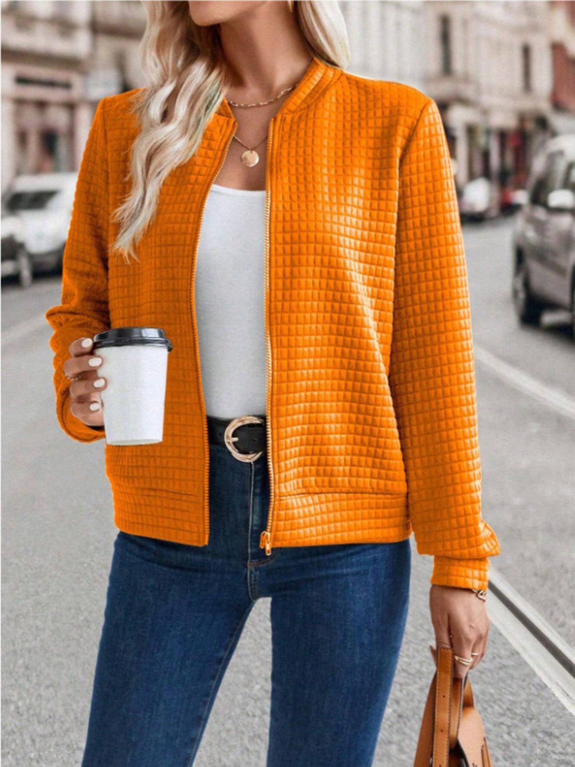 Zip Up Long Sleeve Jacket - Charming Charlie