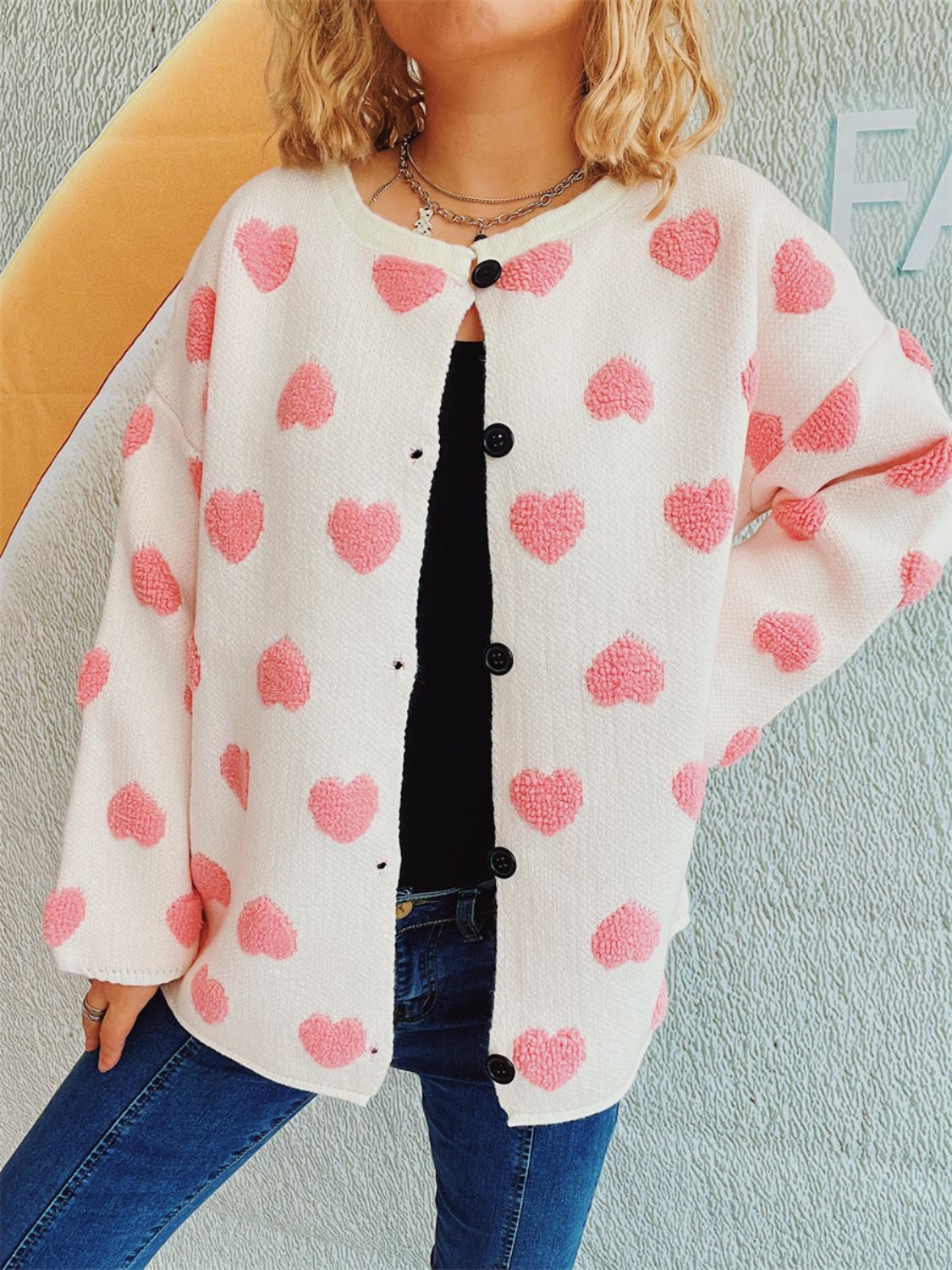 Heart Button Up Long Sleeve Cardigan - Charming Charlie