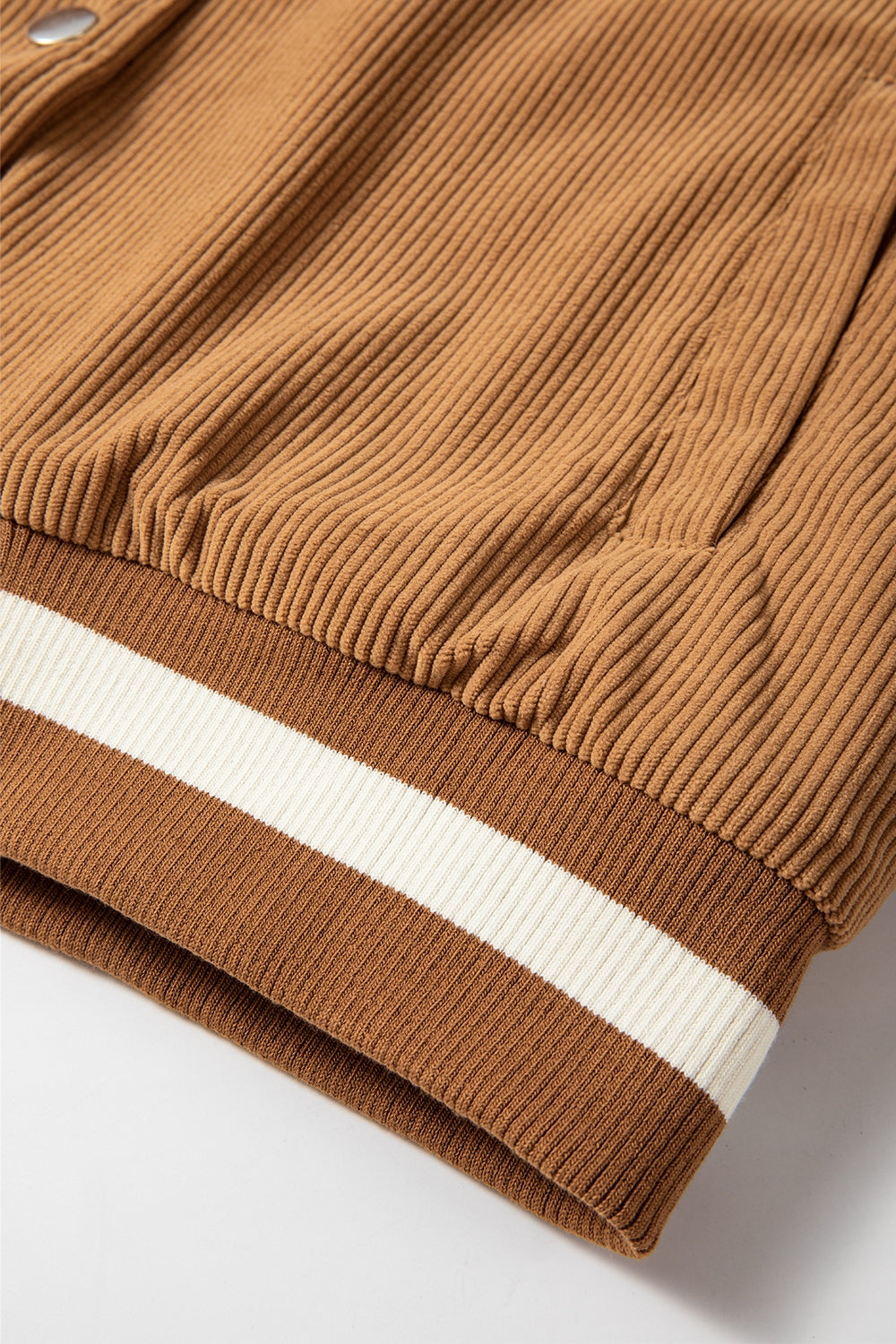 Contrast Baseball Collar Snap Down Long Sleeve Jacket - Charming Charlie