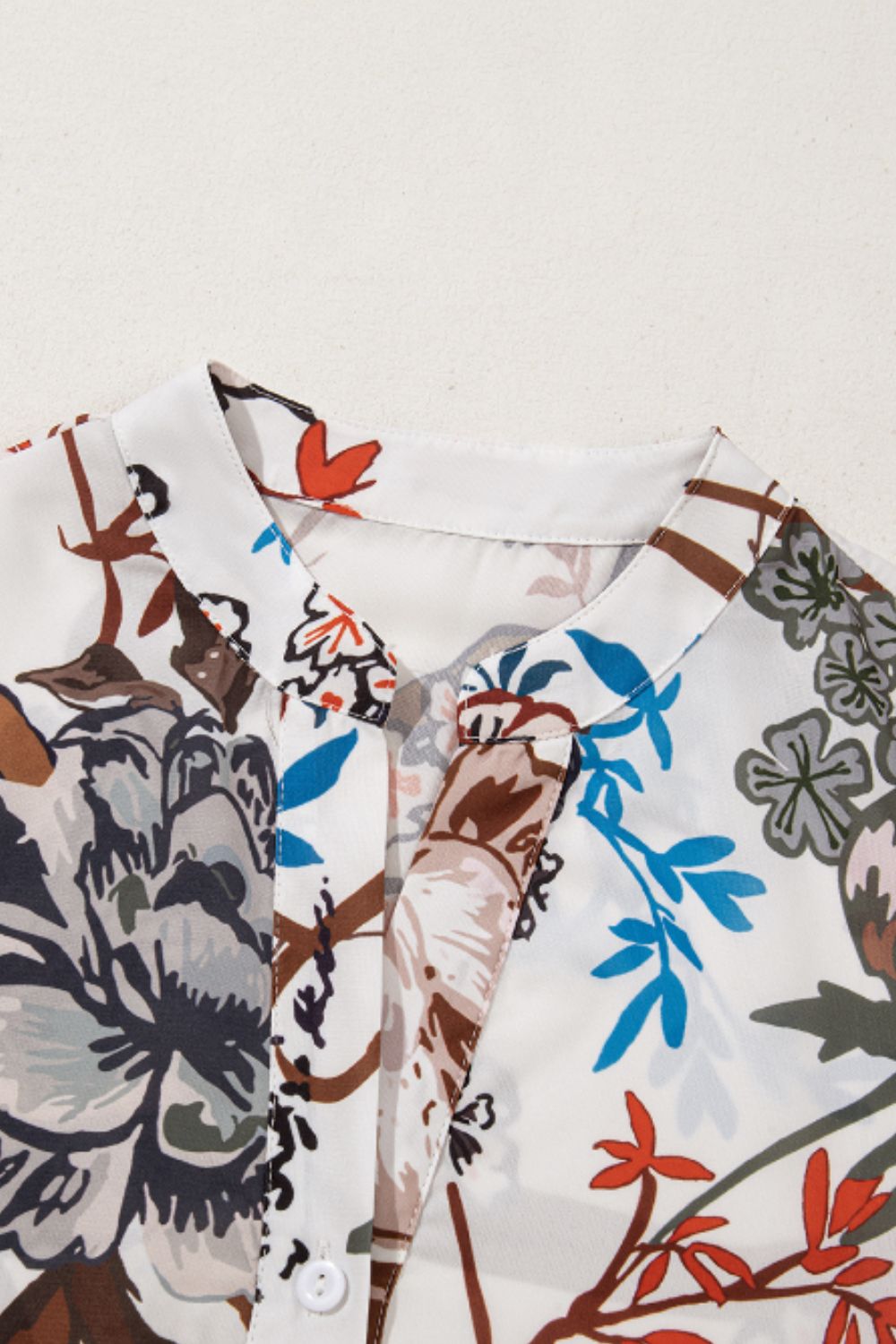 Printed Notched Flounce Sleeve Blouse - Charming Charlie
