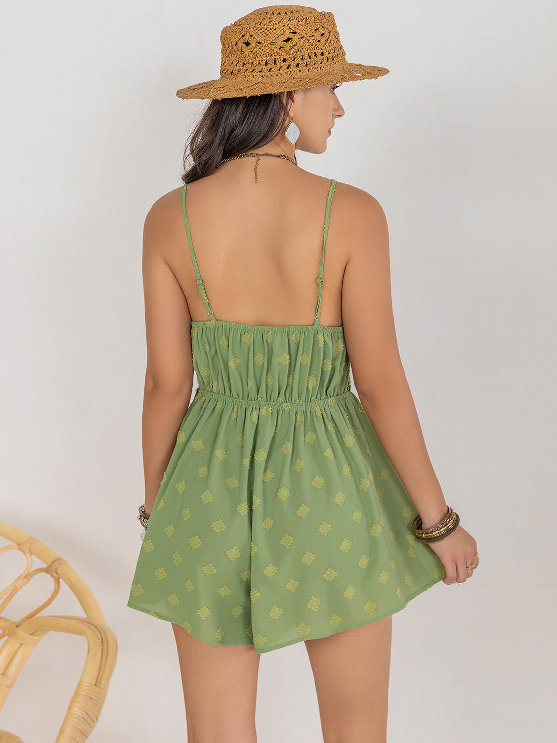Square Neck Spaghetti Strap Romper - Charming Charlie