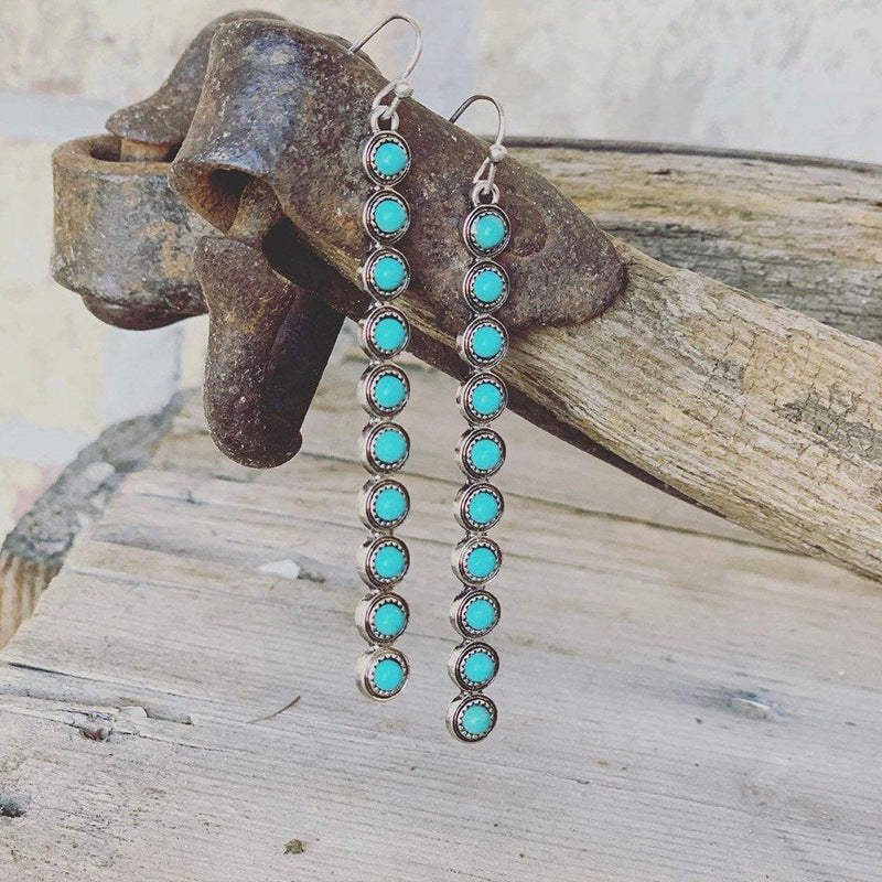 Artificial Turquoise Alloy Bar Earrings - Charming Charlie