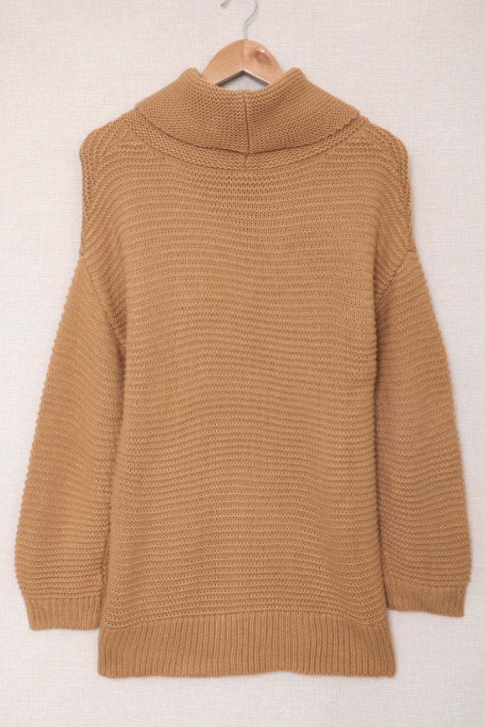 Side Slit Turtleneck Long Sleeve Sweater - Charming Charlie