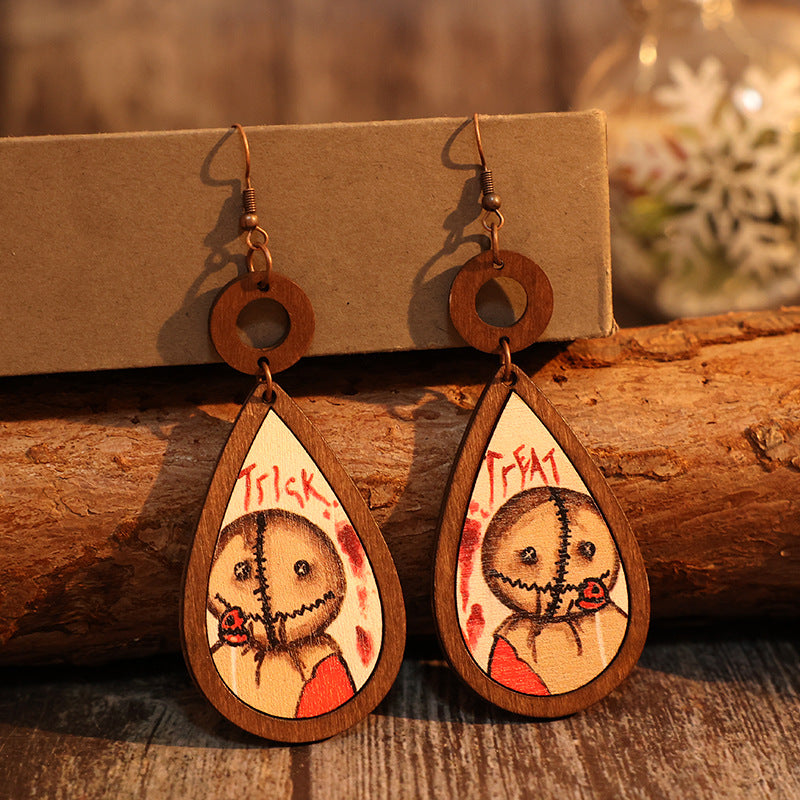 Wooden Teardrop Shape Earrings - Charming Charlie