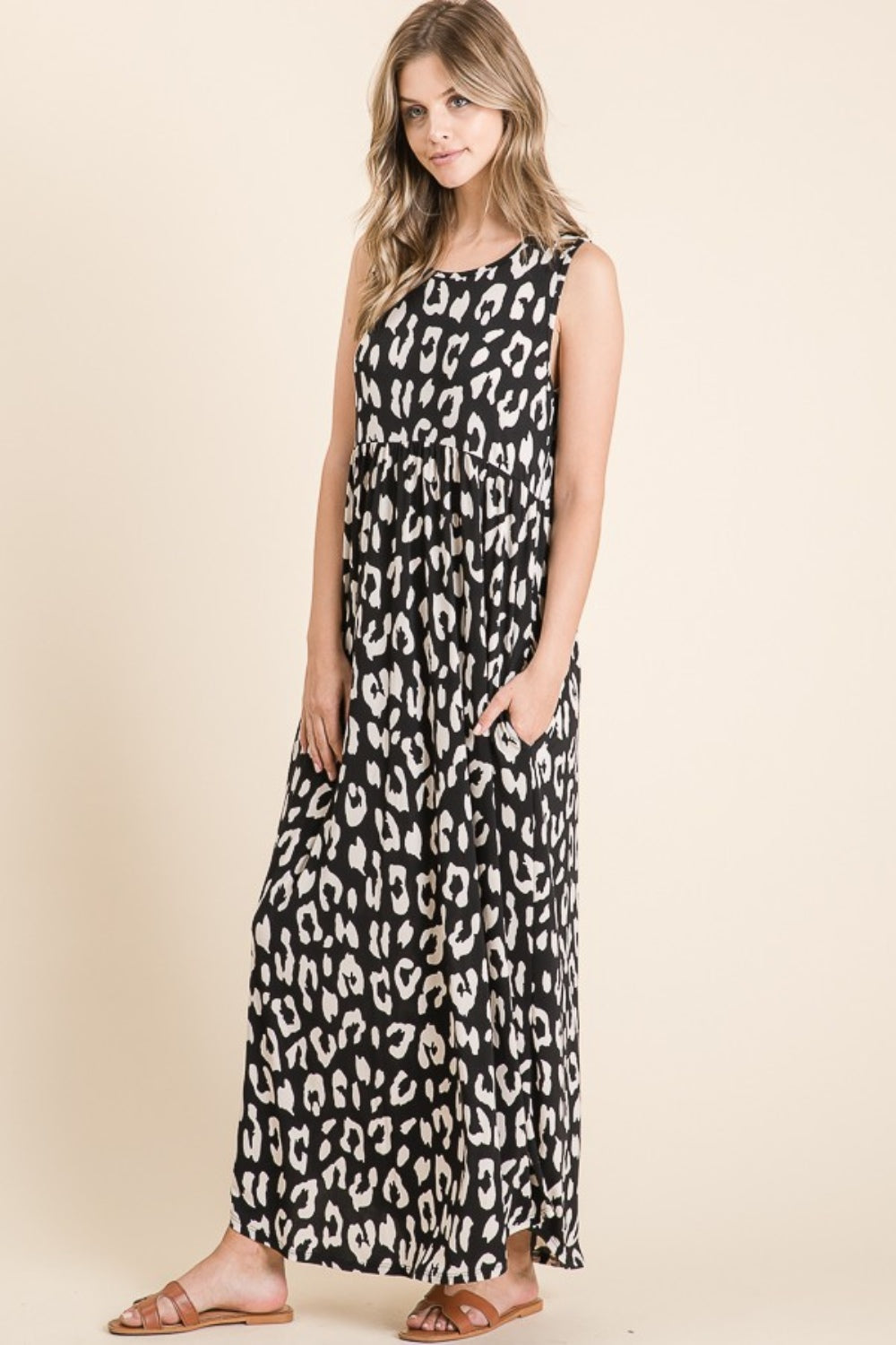 BOMBOM Leopard Maxi Dress with Pockets - Charming Charlie