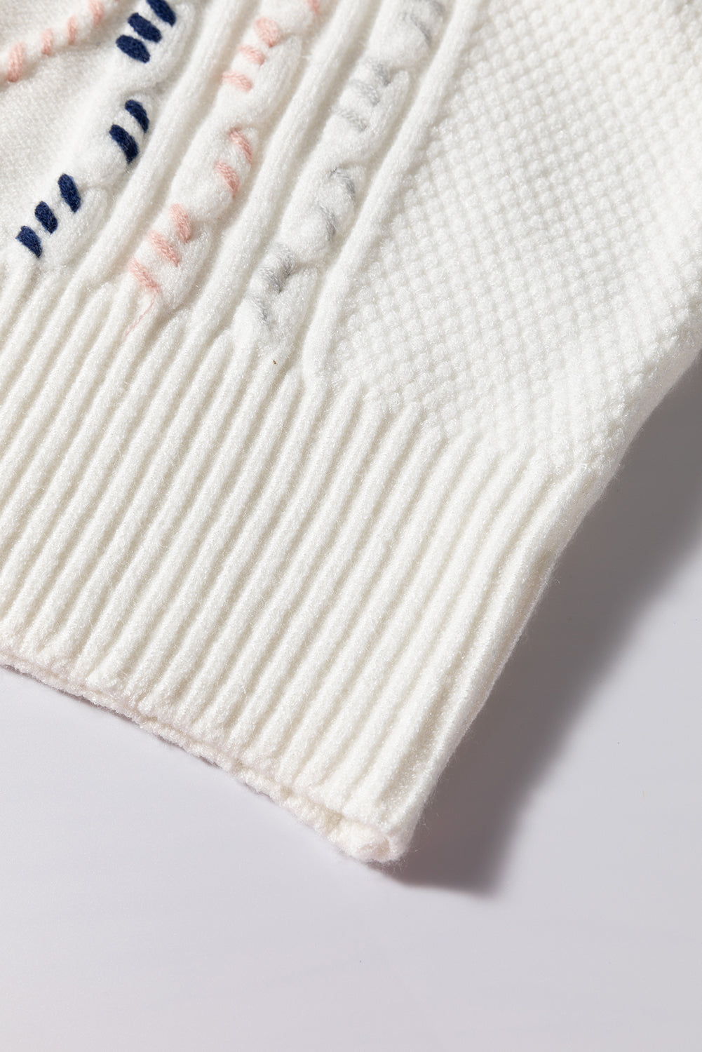 Cable Knit Round Neck Half Sleeve Sweater - Charming Charlie