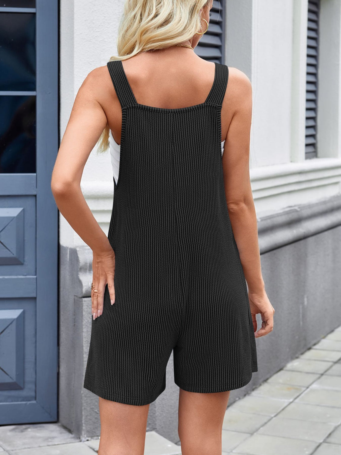 Lovelet Knotted Wide Strap Scoop Neck Overalls - Charming Charlie
