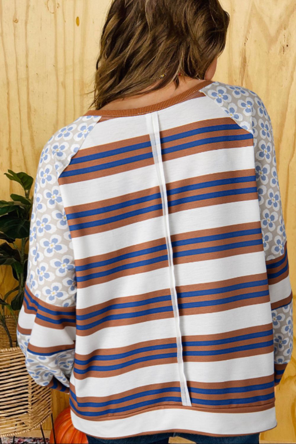 Contrast Stripes Round Neck Raglan Sleeve Sweatshirt - Charming Charlie