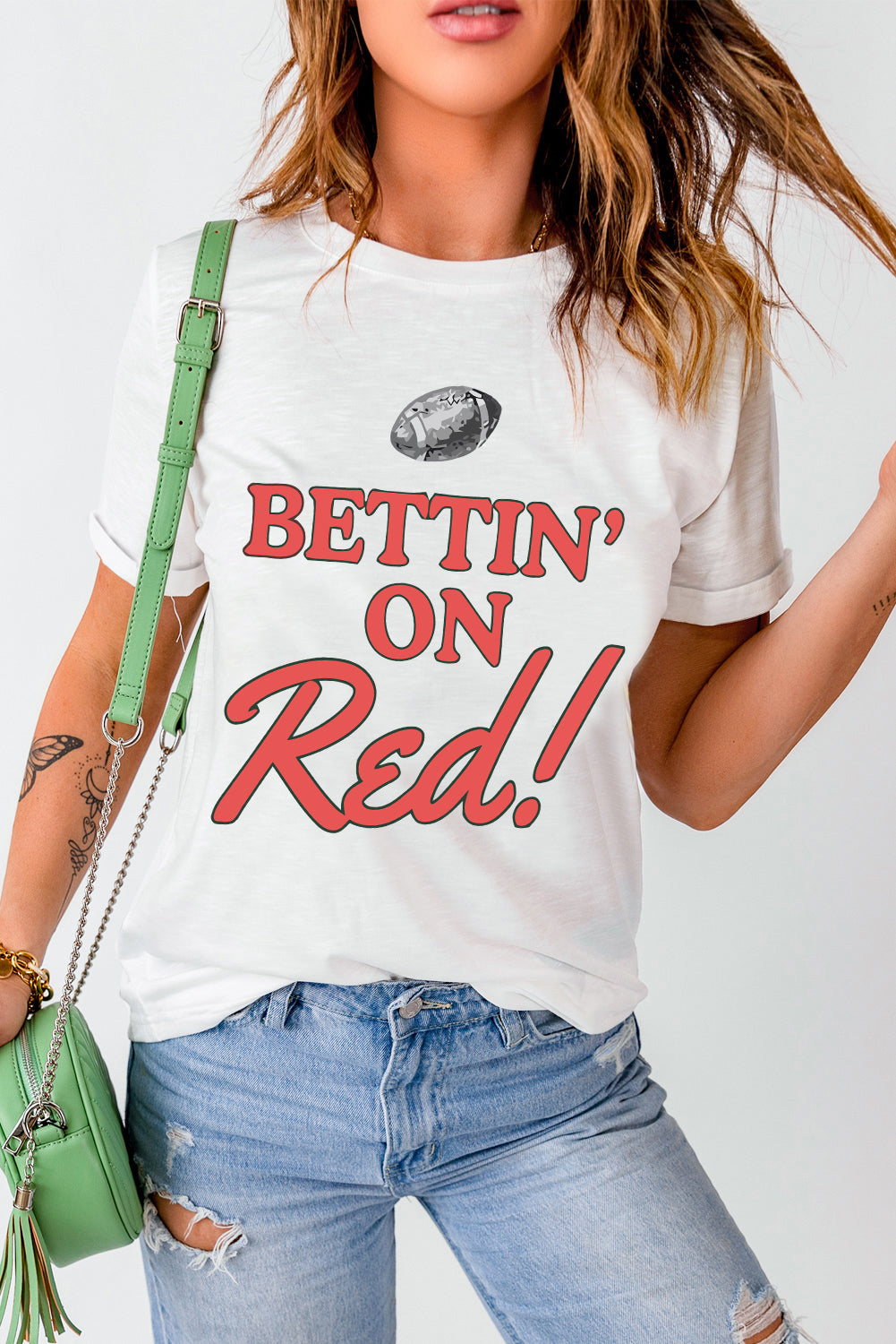 Letter Graphic Round Neck Short Sleeve T-Shirt - Charming Charlie