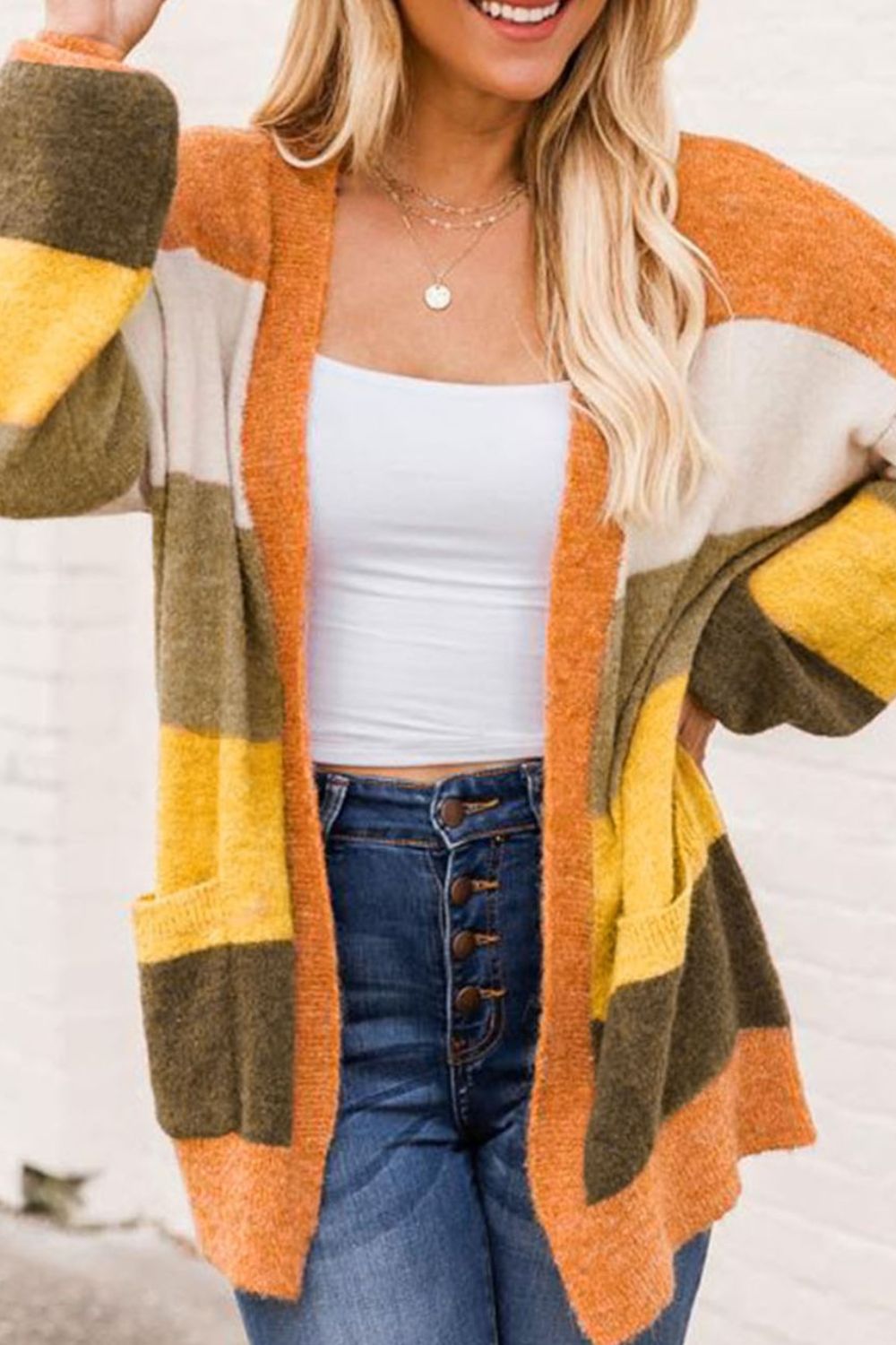 Open Front Color Block Cardigan - Charming Charlie