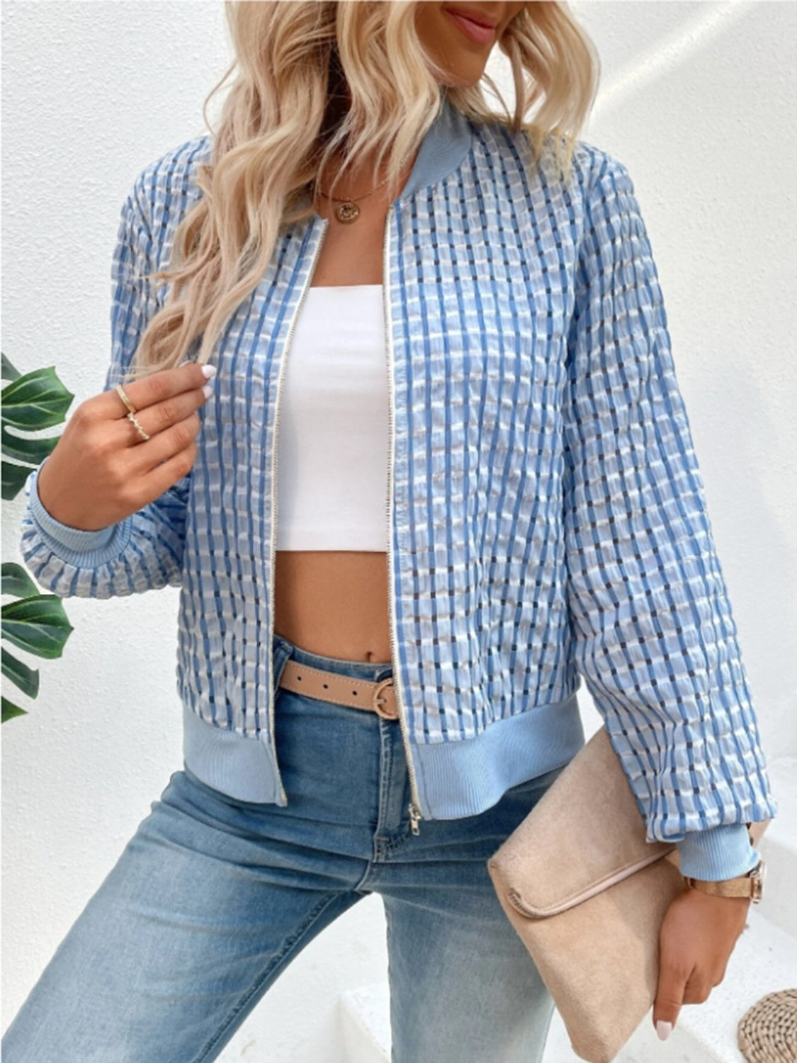 Zip Up Long Sleeve Jacket - Charming Charlie